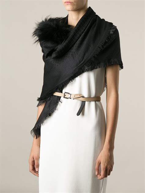 black gucci scarf cheap|gucci scarf with fur trim.